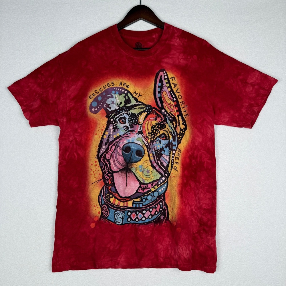 The Mountain Mens L Rescues Are My Favorite Breed Dog Tie Dye T-Shirt Red‎